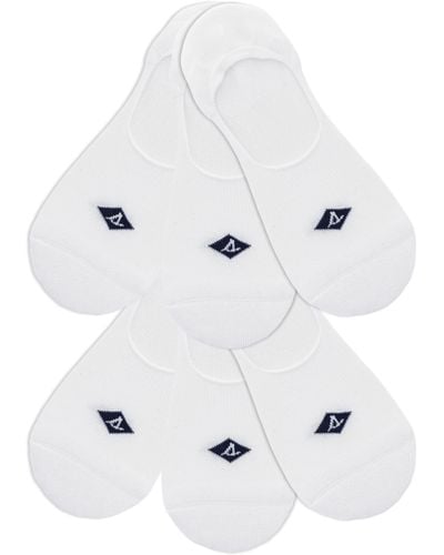 Sperry Top-Sider Recycled Cushioned Sneaker Liner Socks-6 Pair Pack-repreve Arch Support And No Slip Heel Gripper - White