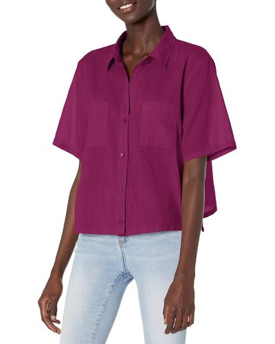 Enza Costa Voile Easy Short Sleeve Shirt - Purple