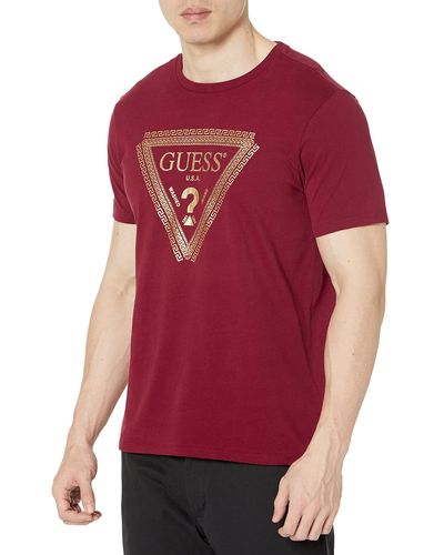 Guess Short Sleeve Chain Logo Tee - Red