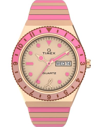 Timex Two-tone Expansion Band Pink Dial Rose Gold-tone