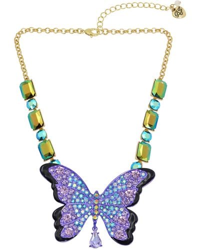 Betsey Johnson S Butterfly Pendant Necklace - Blue