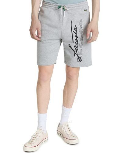 Lacoste Graphic Signature On Side Leg Shorts - Gray
