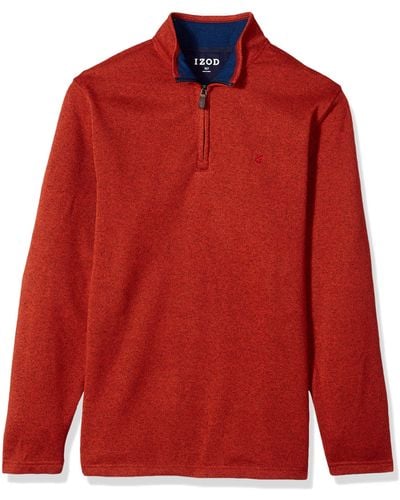 Izod Mens Big And Tall Premium Essentials Spectator Quarter Zip Fleece Pullover Sweater - Red