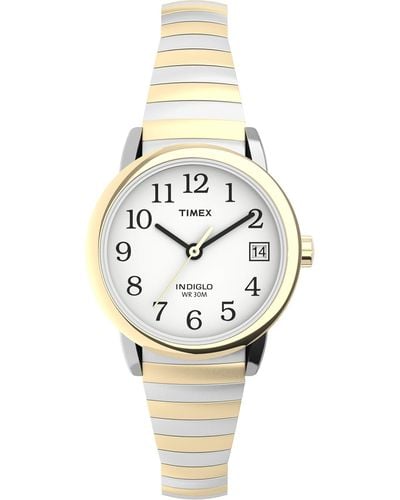 Timex Tone Case White Dial With Tapered Expansion - Metallic