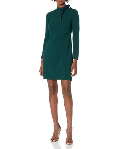 Calvin Klein Long Sleeve Dress With Tie Neck Detail - Green