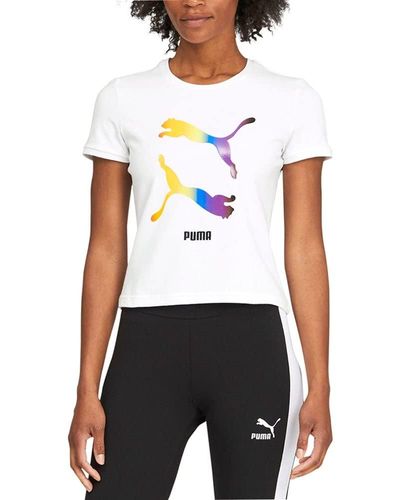 PUMA Womens Pride Fitted Tee T Shirt - White