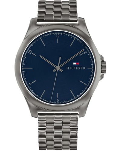 Tommy Hilfiger 3h Quartz - Stainless Steel Wristwatch - Water Resistant Up To 3 Atm/30 Meter - Premium Fashion Timepiece For All Occasions - 42 - Blue