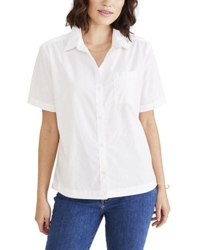 Dockers Regular Fit Short Sleeve Button Down Shirt, - White