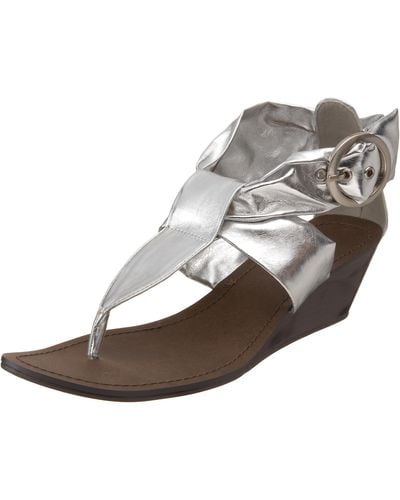 Madden Girl Whiistle Low Wedge T-strap Sandal,silver Paris,11 M Us - Brown
