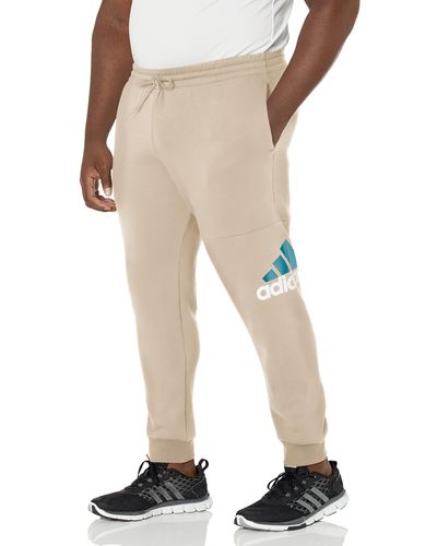 adidas Essentials Fleece Tapered Cuffed Big Logo Pants - Natural