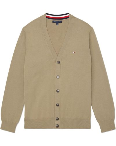 Tommy Hilfiger Mens Cardigan With Magnetic Buttons Sweater - Natural