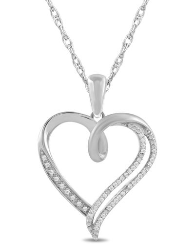 Amazon Essentials Women Sterling Silver Diamond Heart Pendant Necklace - Metallic