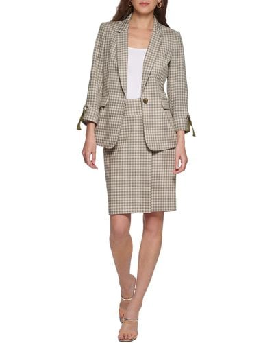 DKNY One Button Business Casual Blazer Jacket - Natural