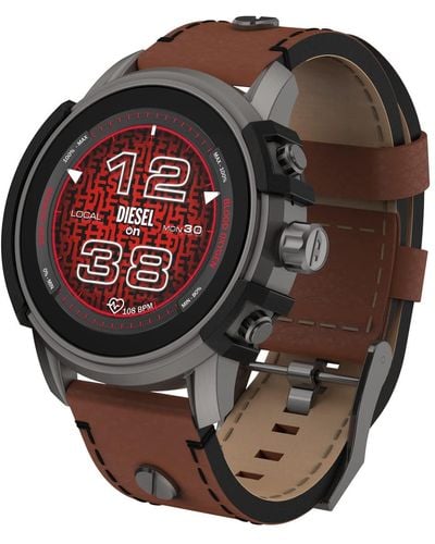 DIESEL Griffed Gen 6 45mm Stainless Steel And Leather Touchscreen Smart Watch - Brown