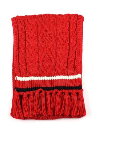 Tommy Hilfiger Cable With Stripe Scarf - Red