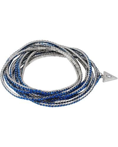 Guess Silvertone 10 Piece Blue Rhinestone Bracelet Set
