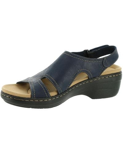 Clarks Womens Airabell Mid Wedge Sandal - Blue