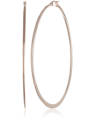 Amazon Essentials Rose Gold Plated Stainless Steel Flattened Hoop Earrings - Metallic