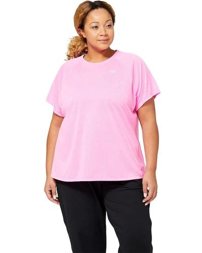 New Balance Womens Impact Run Short Sleeve Shirt - Pink