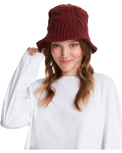 Steve Madden Cable Knit Bucket Hat W/moldable Brim - Brown
