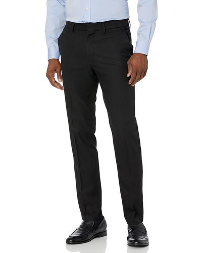 Kenneth Cole Reaction 4-way Stretch Solid Gab Slim Fit Dress Pant - Black