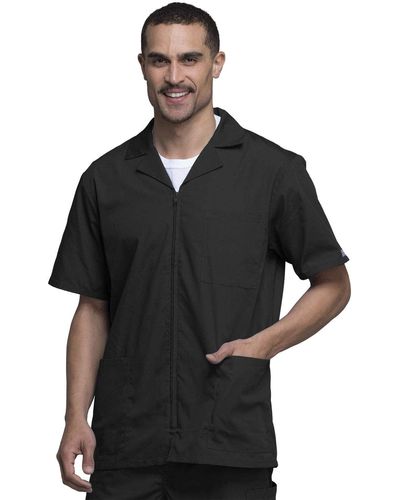 CHEROKEE Mens Originals Zip Front Jacket Medical Scrubs Shirts - Black