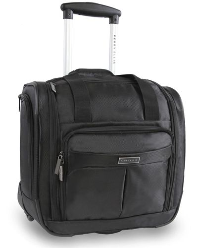 Perry Ellis Excess 9-pocket Underseat Rolling Tote Carry-on Bag - Black