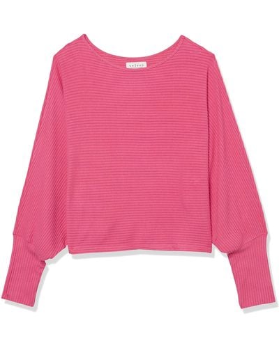 Velvet By Graham & Spencer Pepper Boatneck Lux Rib Sweater - Pink