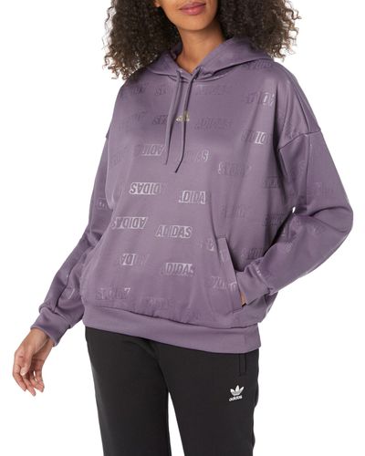 adidas Embossed Monogram Fleece Hoodie - Purple
