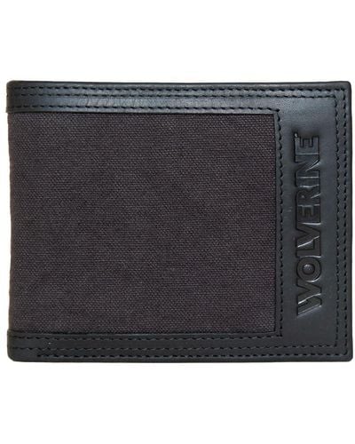 Wolverine Rugged Leather And Canvas Bifold Wallet With Rfid Blocking - Black