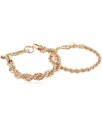 Steve Madden Rope Chain Bracelet Set - Metallic