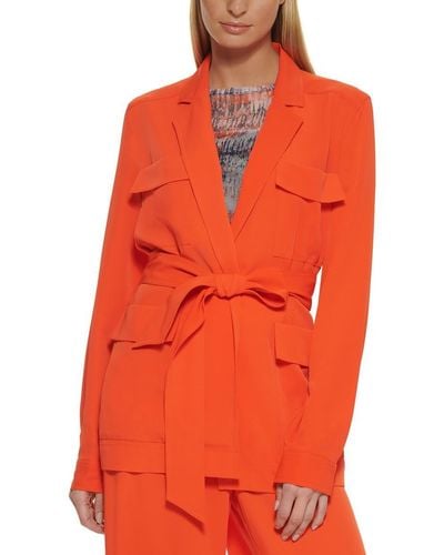 DKNY Belted Blazer Everyday Layering Jacket - Orange