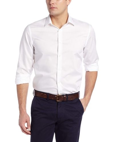 Perry Ellis Travel Luxe Solid Non-iron Twill Shirt - White