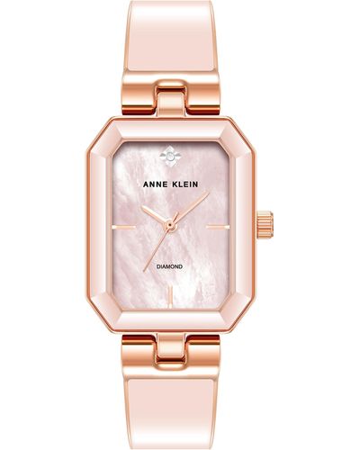 Anne Klein Genuine Diamond Dial Bangle Watch - Pink