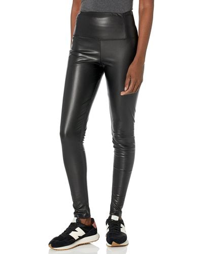 BCBGeneration Fitted Faux Leather Legging Wide Waistband Pant - Black