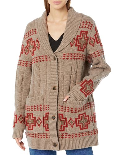 Pendleton Lambswool Cable Cardigan - Brown