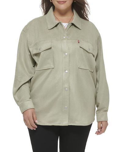 Levi's Plus Size Soft Faux Suede Shirt Jacket - Gray