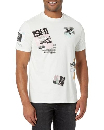 Guess Short Sleeve Basic Cosmic Collage Tee - White