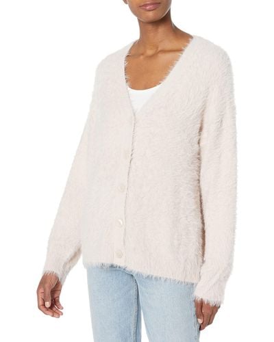 Velvet By Graham & Spencer Barb Feather Yarn Cardigan Sweate - White