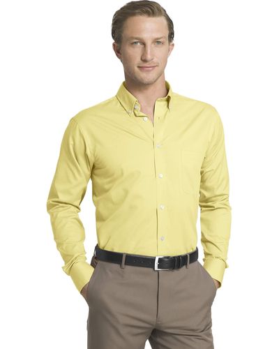 Izod Fit Dress Shirts Stretch Solid - Yellow