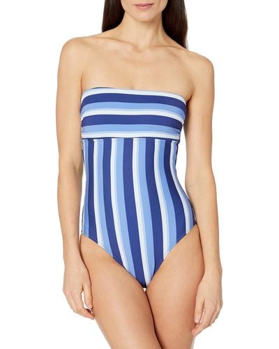 Splendid Standard Bandeau Lace Up One Piece Swimsuit - Blue
