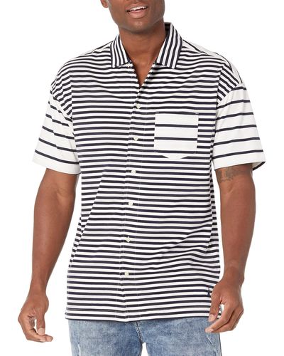 Nautica Striped Camp Shirt - White