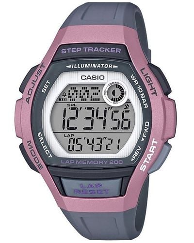 G-Shock Lws- 2000h- 4avcf Runner Digital Round Display Quartz Black Watch Color: Grey/pink - Gray
