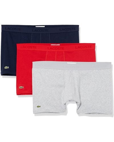 Lacoste Essentials Classic 3 Pack 100% Cotton Boxer Briefs - Red
