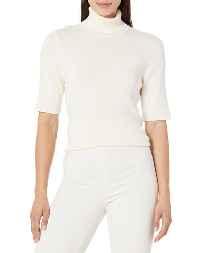 Anne Klein Plus Size Half Sleeve Turtleneck - White
