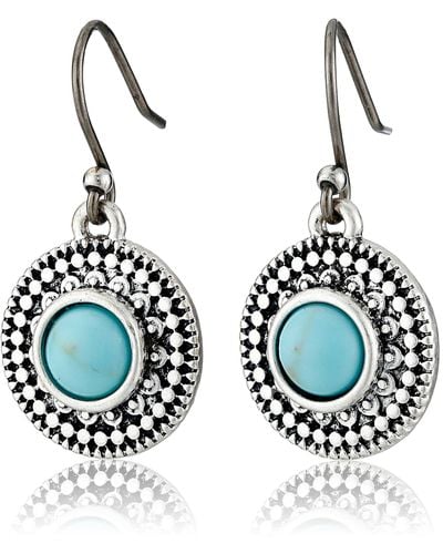 Lucky Brand Turquoise-hued Drop Earrings - Metallic