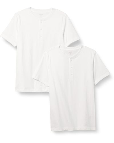 Amazon Essentials Regular-fit Short-sleeve Jersey Henley - White