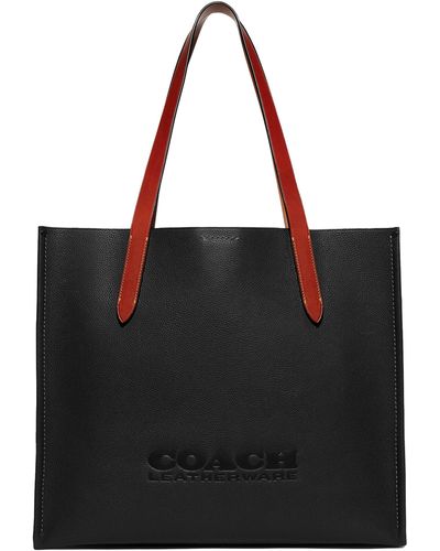 COACH Relay Tote In Pebble Leather - Black