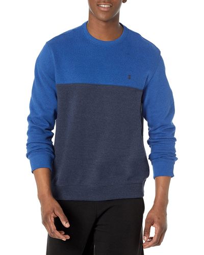 Izod Advantage Performance Crewneck Fleece Pullover Sweatshirt - Blue