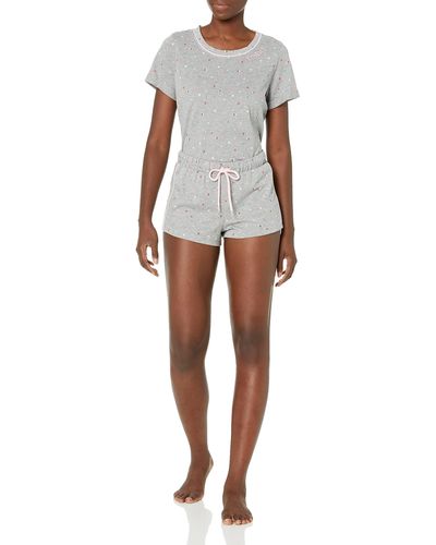 Tommy Hilfiger Womens Short Sleeve Printed Tee And Short Pj Pajama Set - White